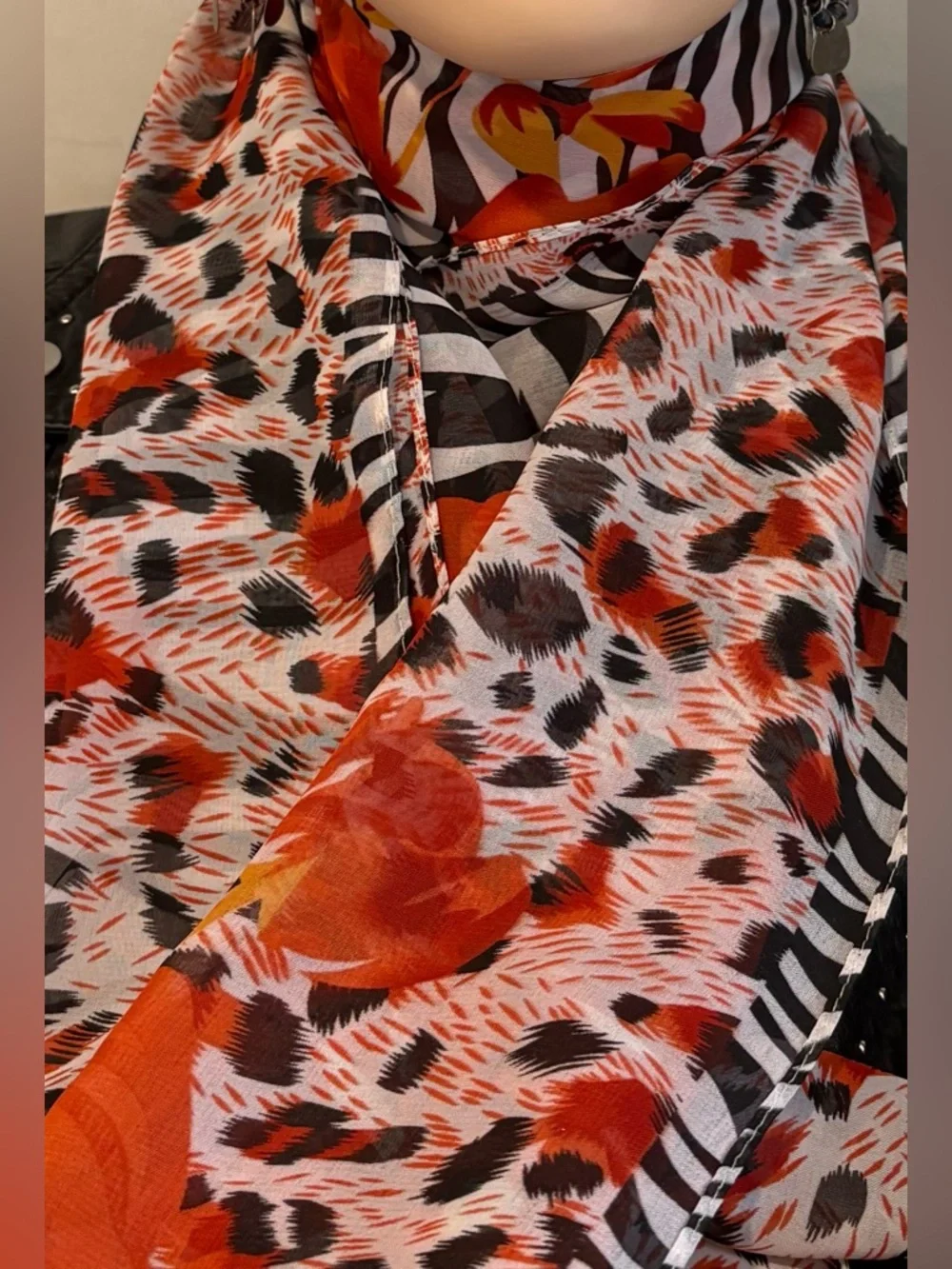 Wild at Heart Mixed Animal & Floral Print Chiffon Scarf - Picture 4 of 12